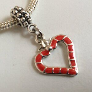 “HEART” Silver Plated Dangling Charm Bead For European Style Charm Bracelets